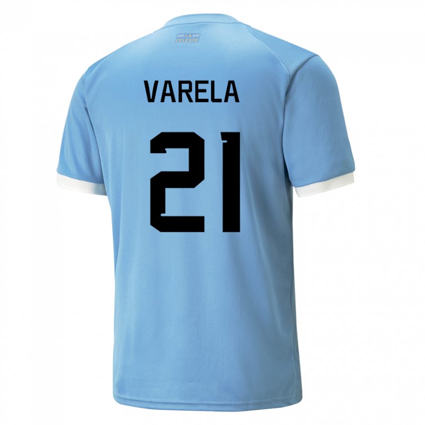 Niño Camiseta Uruguay Gullermo Varela #21 Azul 1ª Equipación 22-24 La Camisa México