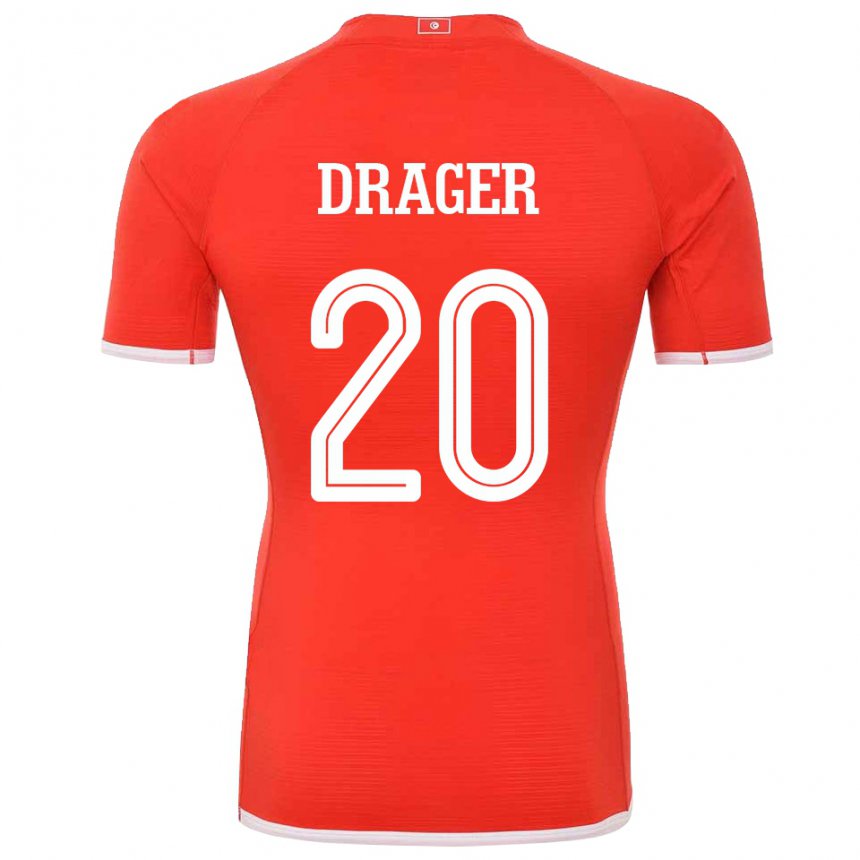 Niño Camiseta Túnez Mohamed Drager #20 Rojo 1ª Equipación 22-24 La Camisa México
