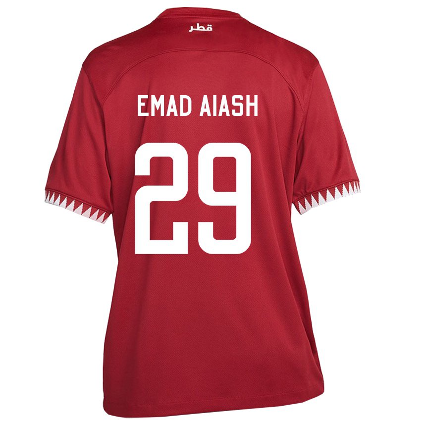 Niño Camiseta Catar Mohamed Emad Aiash #29 Granate 1ª Equipación 22-24 La Camisa México