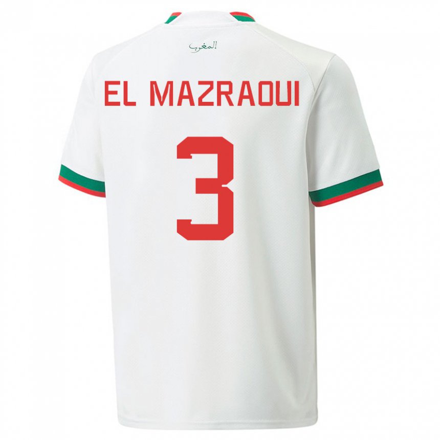 Niño Camiseta Marruecos Noussair El Mazraoui #3 Blanco 2ª Equipación 22-24 La Camisa México