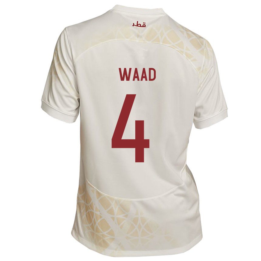 Niño Camiseta Catar Mohammed Waad #4 Beis Dorado 2ª Equipación 22-24 La Camisa México