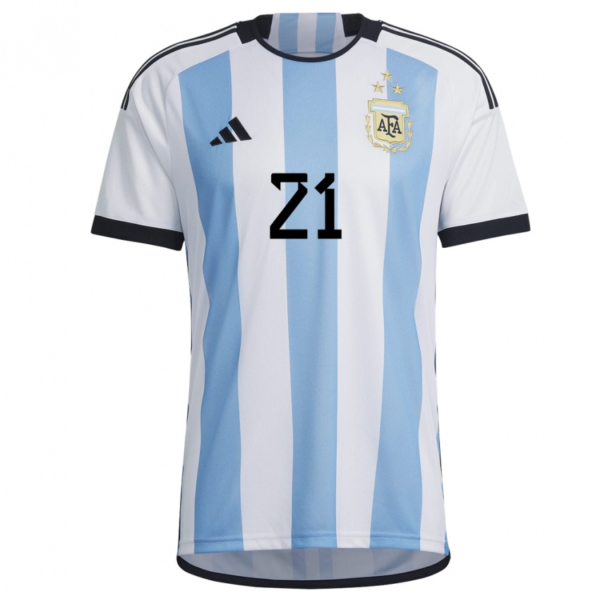 Camiseta Argentina Paulo #21 Blanco Cielo Azul 1ª Equipación 22-24 La México