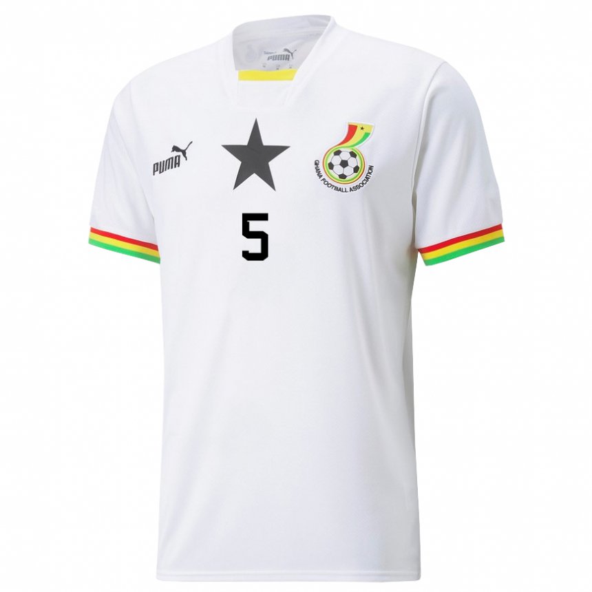 Hombre Camiseta Ghana Thomas Partey #5 Blanco 1ª Equipación 22-24 La Camisa México