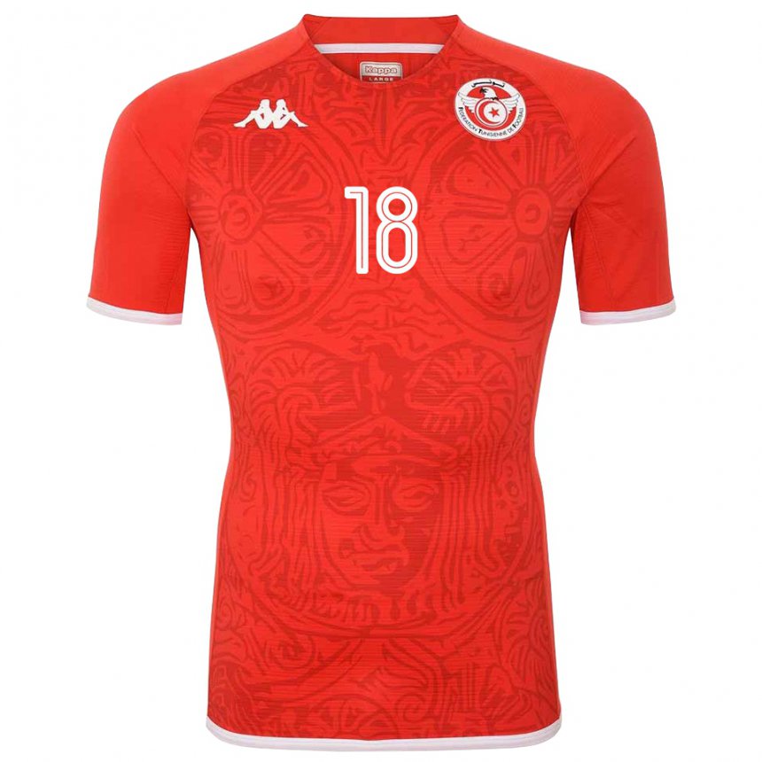 Hombre Camiseta Túnez Ghaliene Chaaleli #18 Rojo 1ª Equipación 22-24 La Camisa México