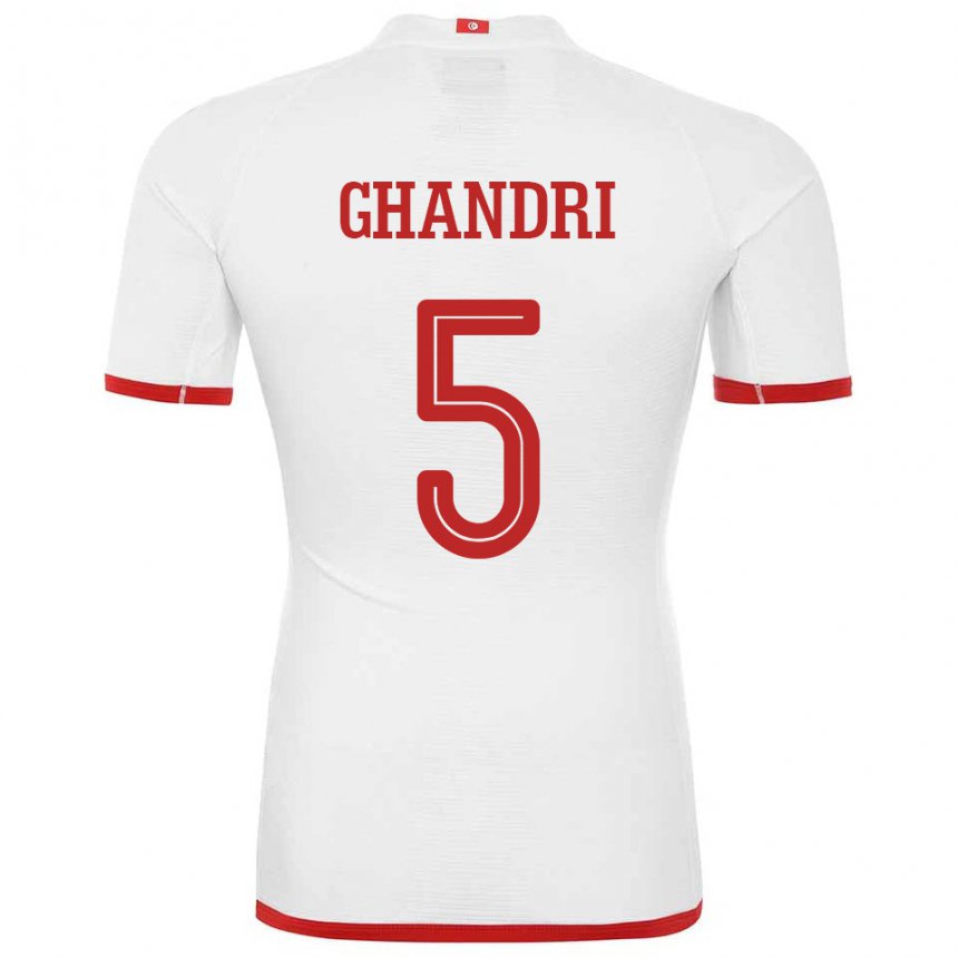 Hombre Camiseta Túnez Nader Ghandri #5 Blanco 2ª Equipación 22-24 La Camisa México