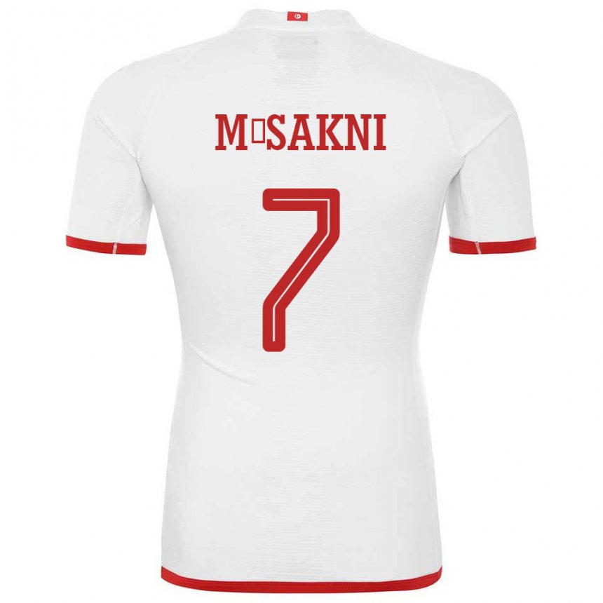 Hombre Camiseta Túnez Youssef M Sakni #7 Blanco 2ª Equipación 22-24 La Camisa México