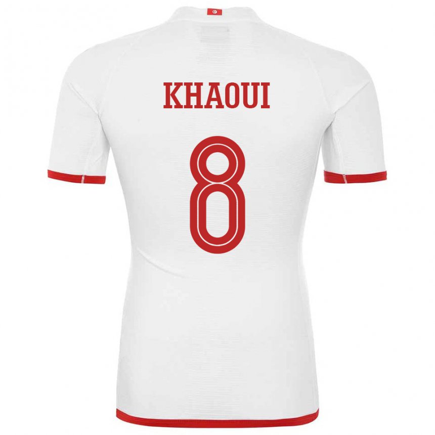 Hombre Camiseta Túnez Saif Eddine Khaoui #8 Blanco 2ª Equipación 22-24 La Camisa México