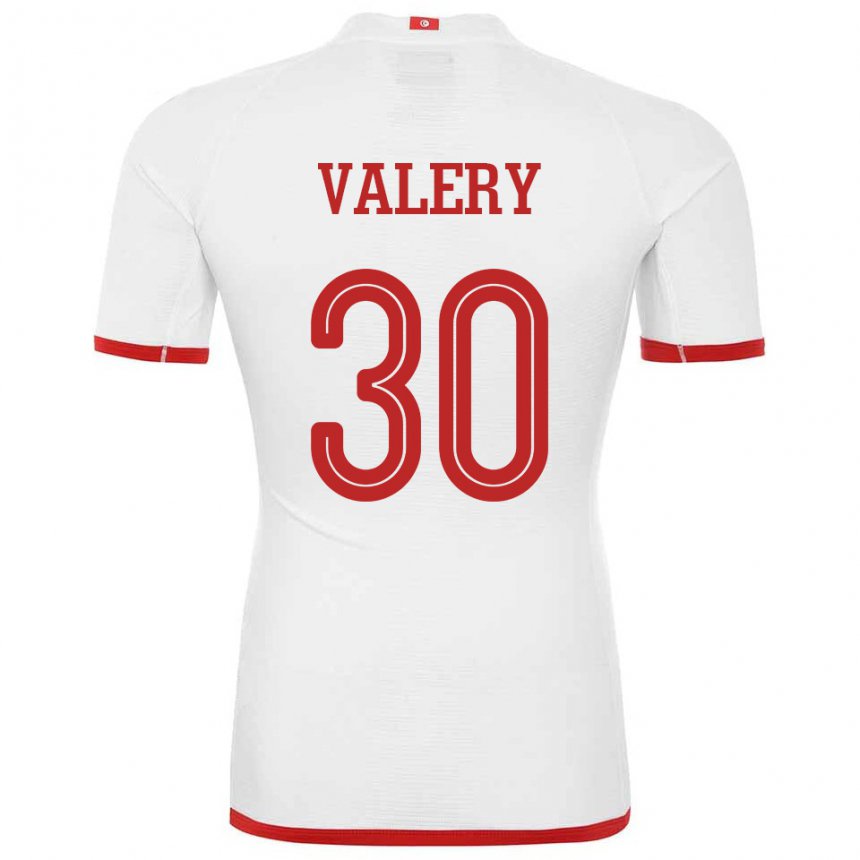 Hombre Camiseta Túnez Yann Valery #30 Blanco 2ª Equipación 22-24 La Camisa México