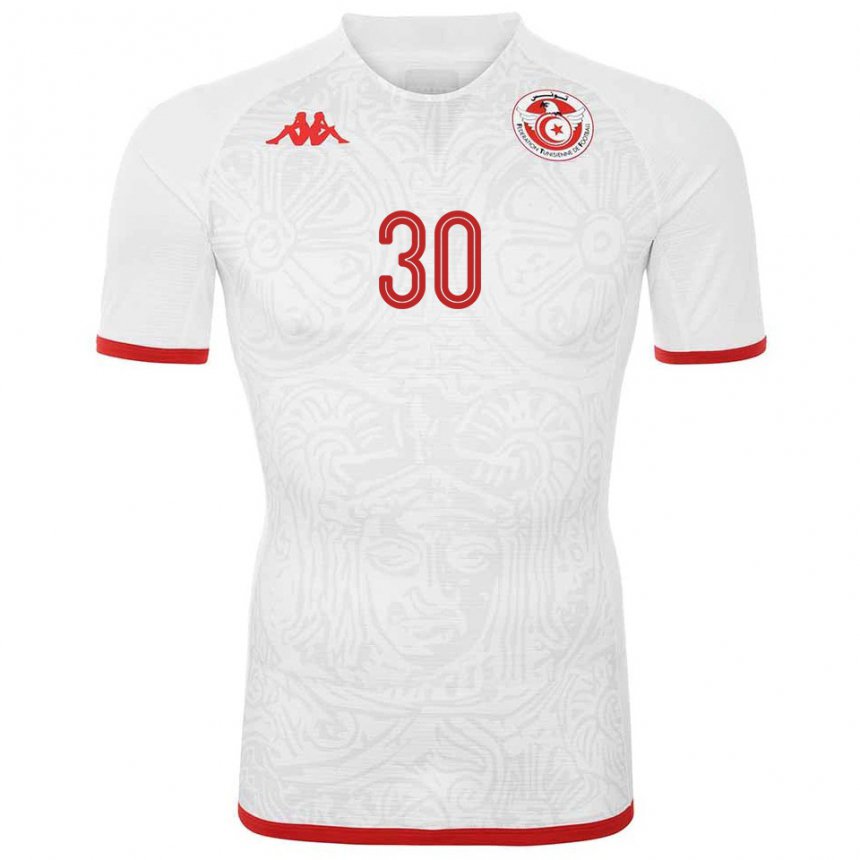 Hombre Camiseta Túnez Yann Valery #30 Blanco 2ª Equipación 22-24 La Camisa México