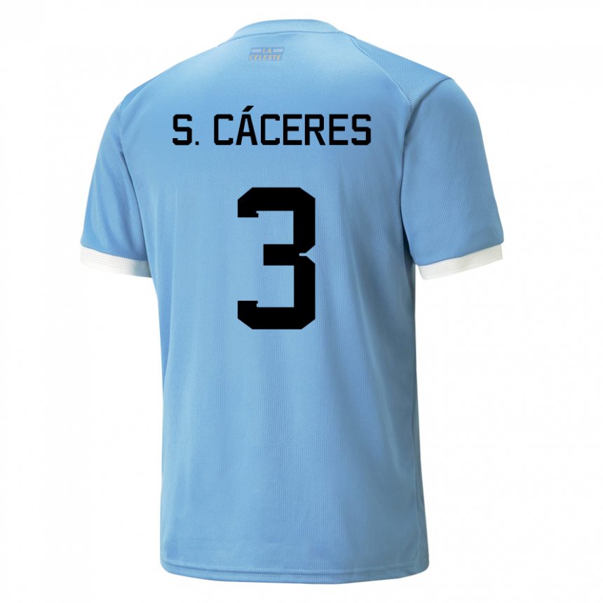 Mujer Camiseta Uruguay Sebastian Caceres #3 Azul 1ª Equipación 22-24 La Camisa México