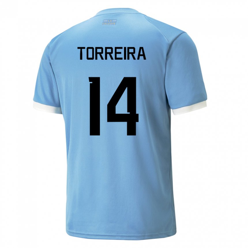 Mujer Camiseta Uruguay Lucas Torreira #14 Azul 1ª Equipación 22-24 La Camisa México