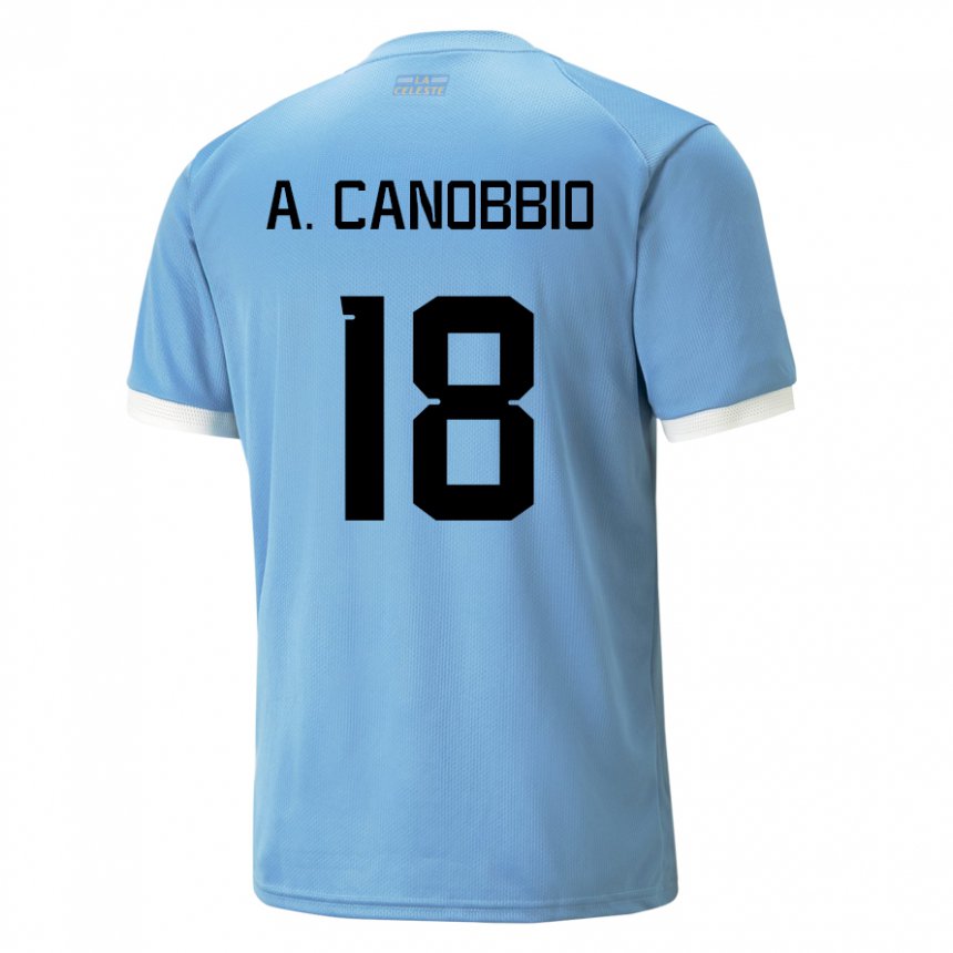 Mujer Camiseta Uruguay Agustin Canobbio #18 Azul 1ª Equipación 22-24 La Camisa México