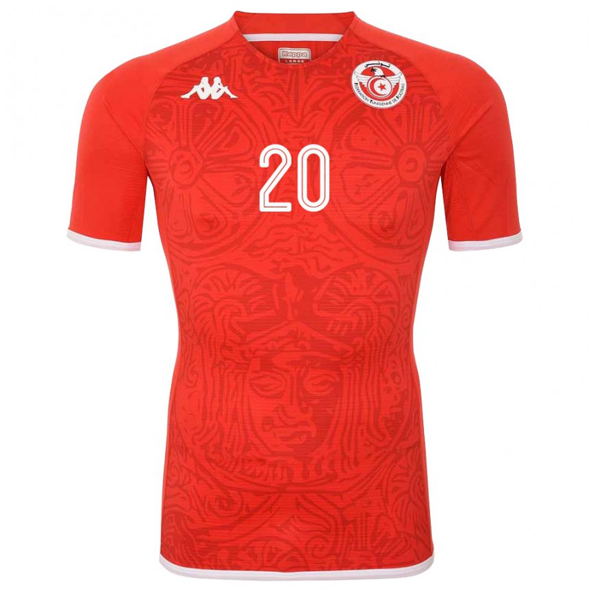 Mujer Camiseta Túnez Mohamed Drager #20 Rojo 1ª Equipación 22-24 La Camisa México