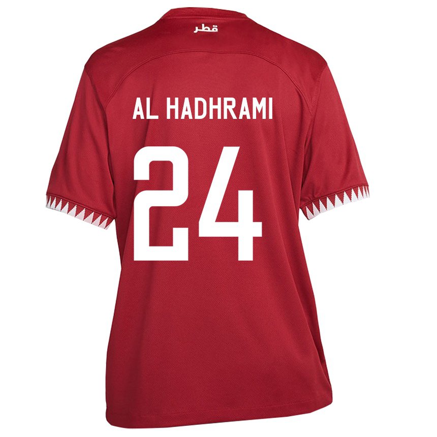 Mujer Camiseta Catar Naif Abdulraheem Al Hadhrami #24 Granate 1ª Equipación 22-24 La Camisa México