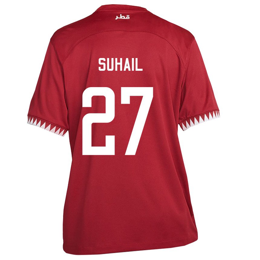 Mujer Camiseta Catar Ahmed Suhail #27 Granate 1ª Equipación 22-24 La Camisa México