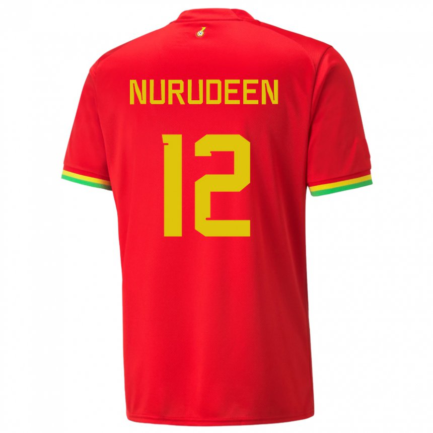 Mujer Camiseta Ghana Abdul Nurudeen #12 Rojo 2ª Equipación 22-24 La Camisa México