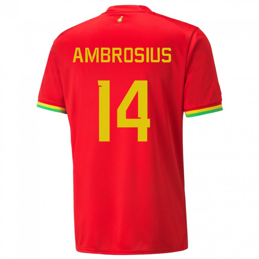 Mujer Camiseta Ghana Stephan Ambrosius #14 Rojo 2ª Equipación 22-24 La Camisa México