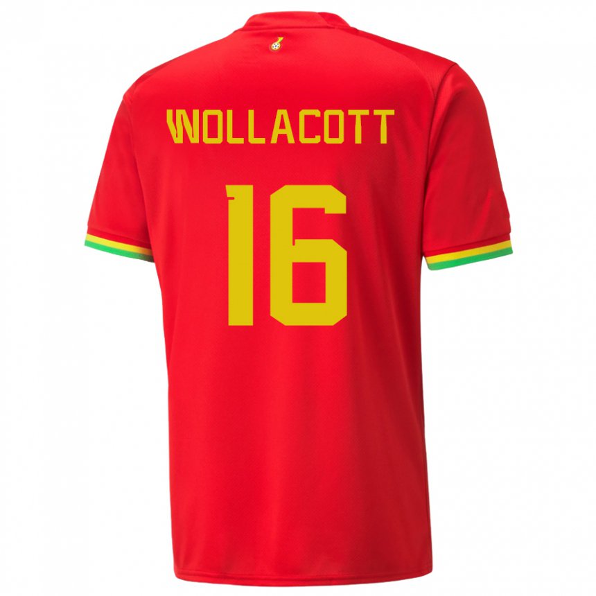 Mujer Camiseta Ghana Joe Wollacott #16 Rojo 2ª Equipación 22-24 La Camisa México