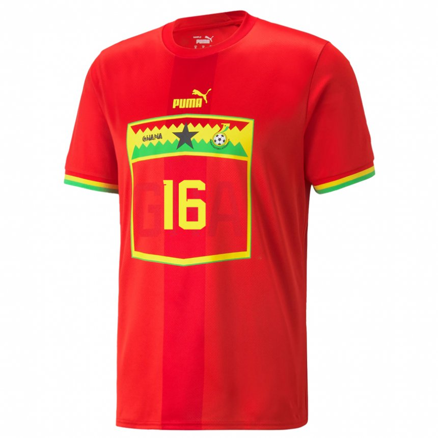 Mujer Camiseta Ghana Joe Wollacott #16 Rojo 2ª Equipación 22-24 La Camisa México
