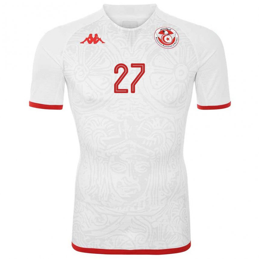 Mujer Camiseta Túnez Issam Jebali #27 Blanco 2ª Equipación 22-24 La Camisa México