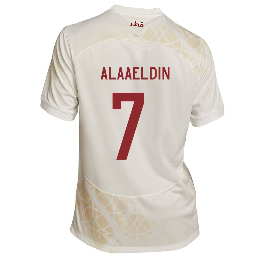 Mujer Camiseta Catar Ahmed Alaaeldin #7 Beis Dorado 2ª Equipación 22-24 La Camisa México