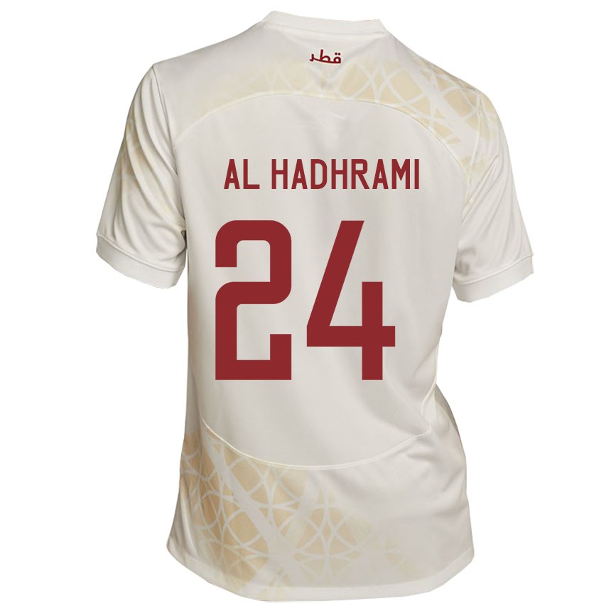 Mujer Camiseta Catar Naif Abdulraheem Al Hadhrami #24 Beis Dorado 2ª Equipación 22-24 La Camisa México
