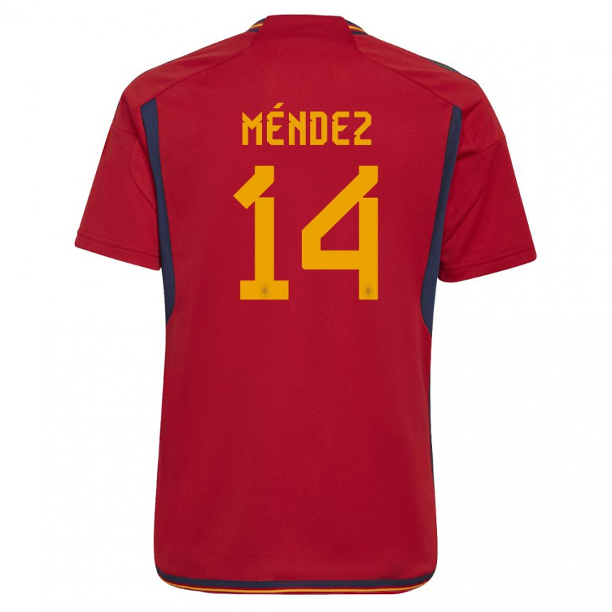 Niño Camiseta España Maria Mendez #14 Rojo 1ª Equipación 22-24 La Camisa  México
