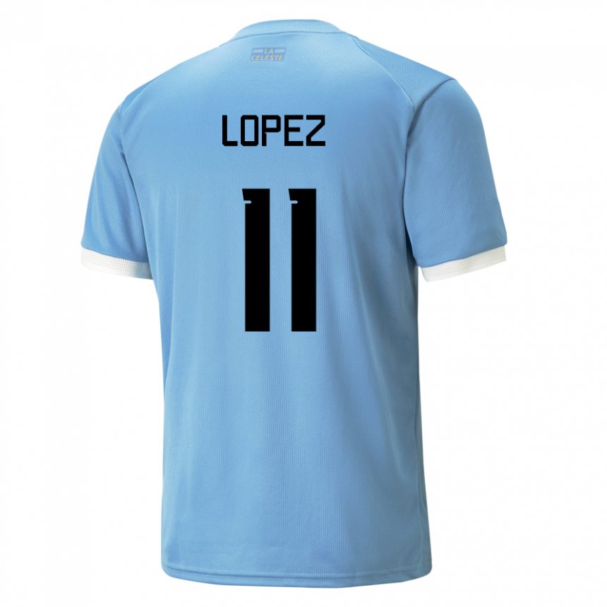 Niño Camiseta Uruguay Guillermo Lopez #11 Azul 1ª Equipación 22-24 La Camisa México
