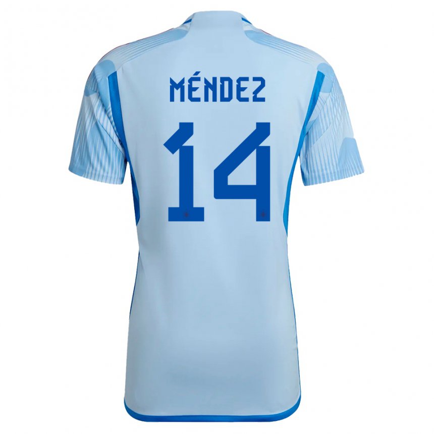 Niño Camiseta España Maria Mendez #14 Cielo Azul 2ª Equipación 22-24 La Camisa  México
