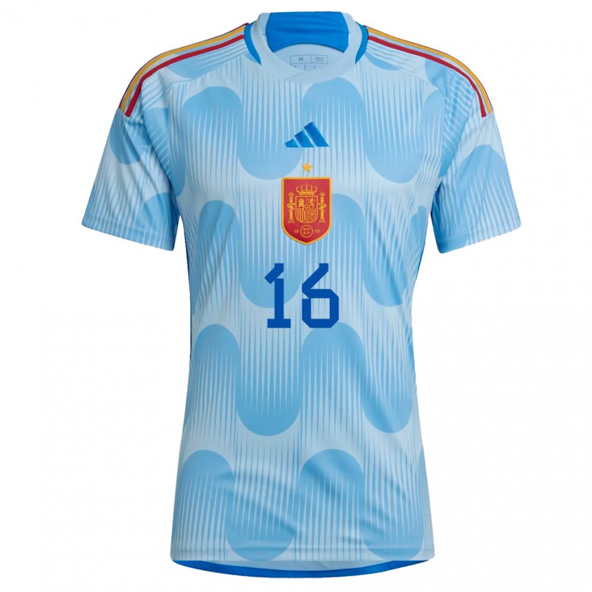 Niño Camiseta España Ane Azkona #16 Cielo Azul 2ª Equipación 22-24 La Camisa