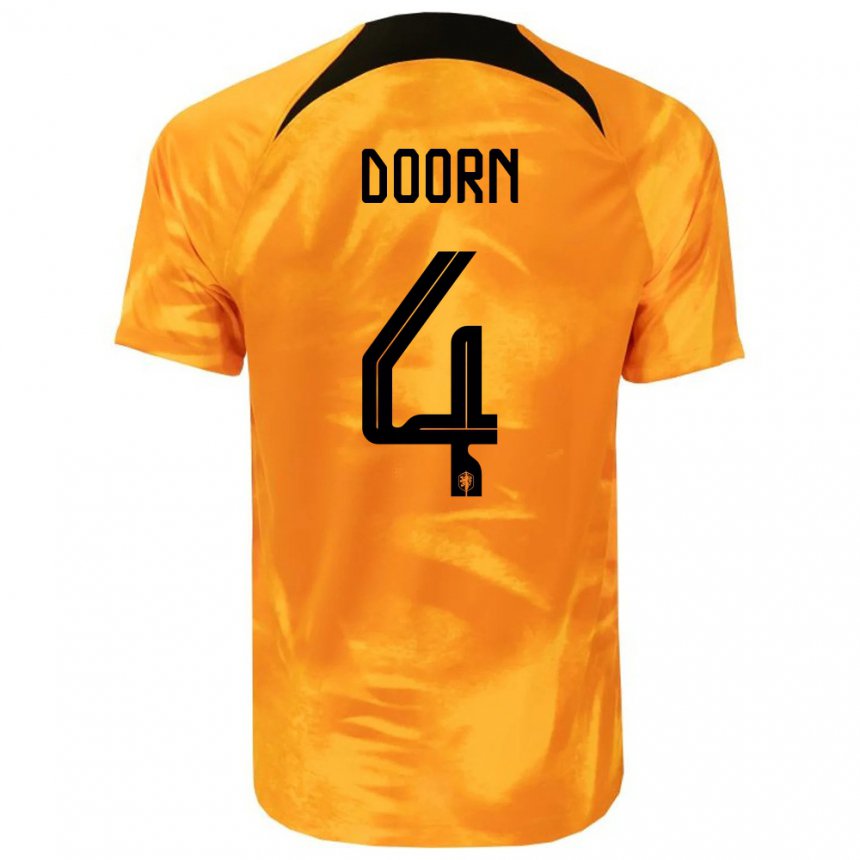 Hombre Camiseta Países Bajos Lisa Doorn #4 Naranja Láser 1ª Equipación 22-24  La Camisa México