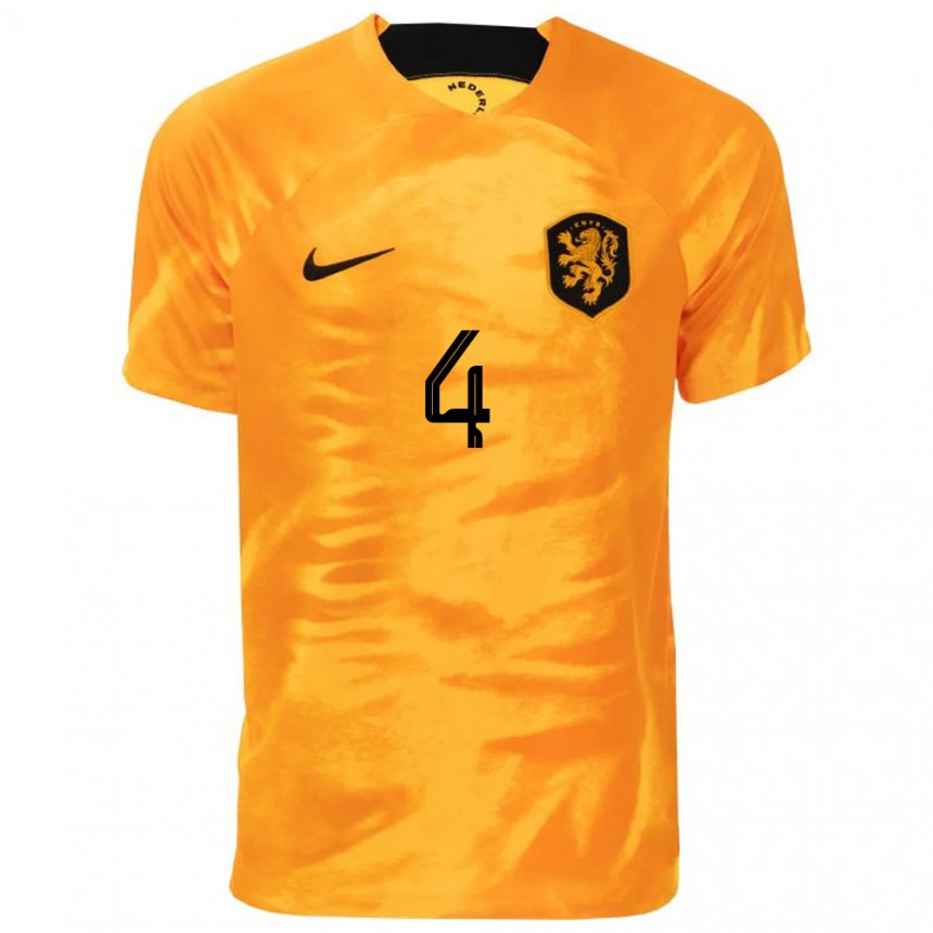 Hombre Camiseta Países Bajos Lisa Doorn #4 Naranja Láser 1ª Equipación  22-24 La Camisa México