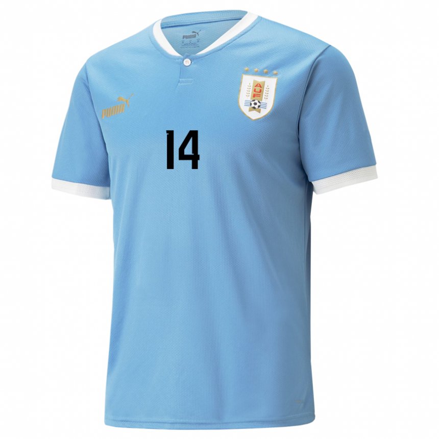 Hombre Camiseta Uruguay Pilar Gonzalez #14 Azul 1ª Equipación 22-24 La Camisa México