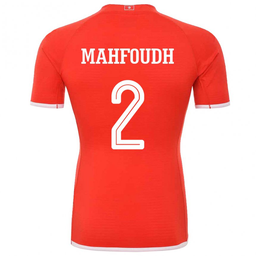 Hombre Camiseta Túnez Dhikra Mahfoudh #2 Rojo 1ª Equipación 22-24 La Camisa México