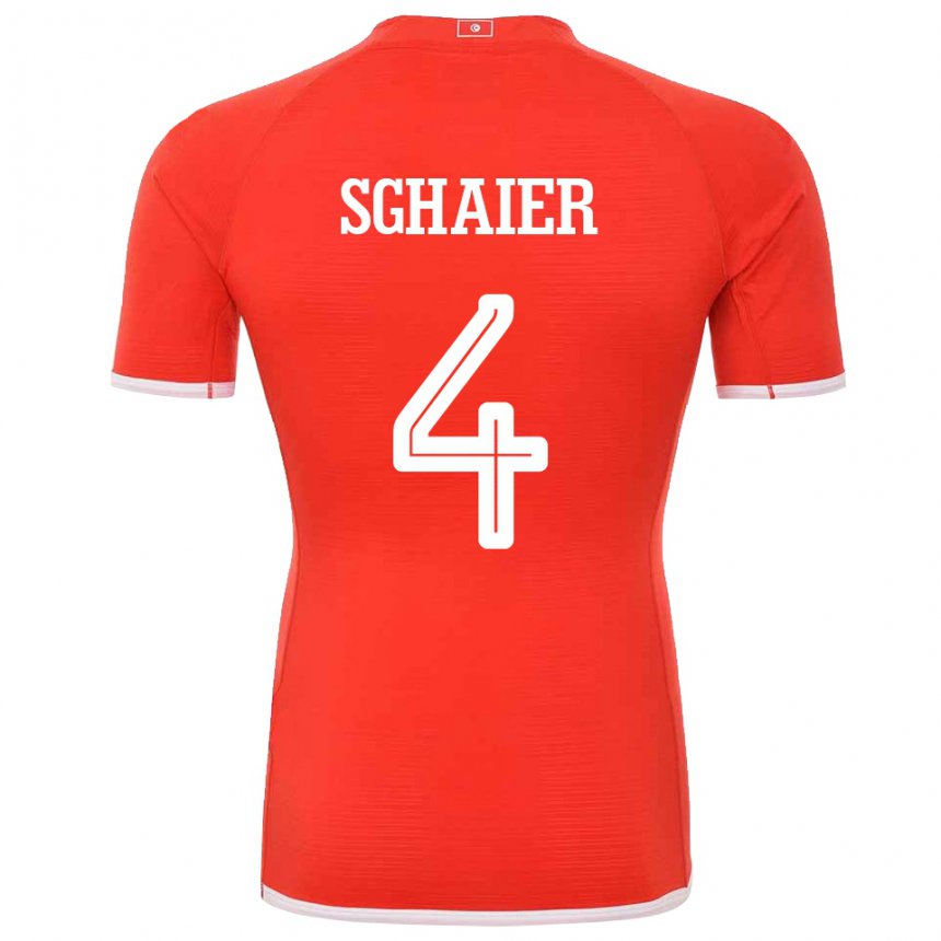 Hombre Camiseta Túnez Makrem Sghaier #4 Rojo 1ª Equipación 22-24 La Camisa México