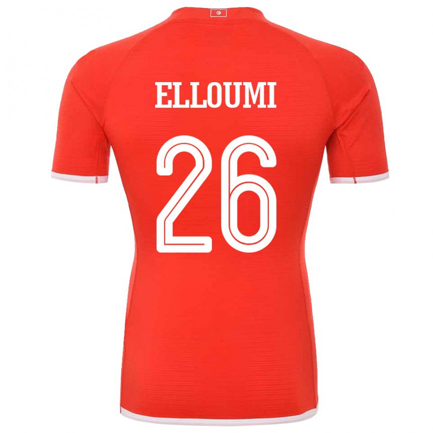 Hombre Camiseta Túnez Khalil Elloumi #26 Rojo 1ª Equipación 22-24 La Camisa México