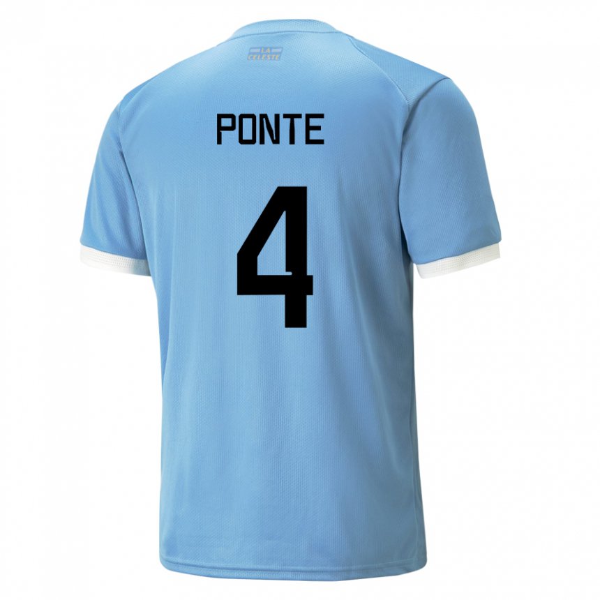Mujer Camiseta Uruguay Mateo Ponte #4 Azul 1ª Equipación 22-24 La Camisa México