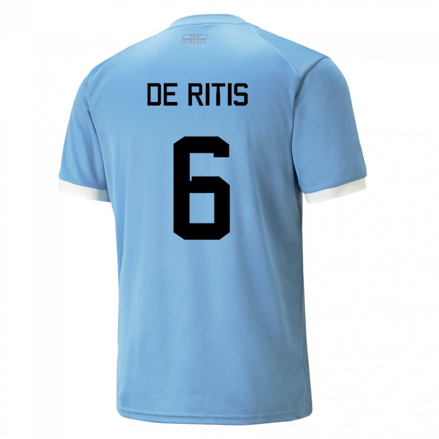 Mujer Camiseta Uruguay Mathias De Ritis #6 Azul 1ª Equipación 22-24 La Camisa México
