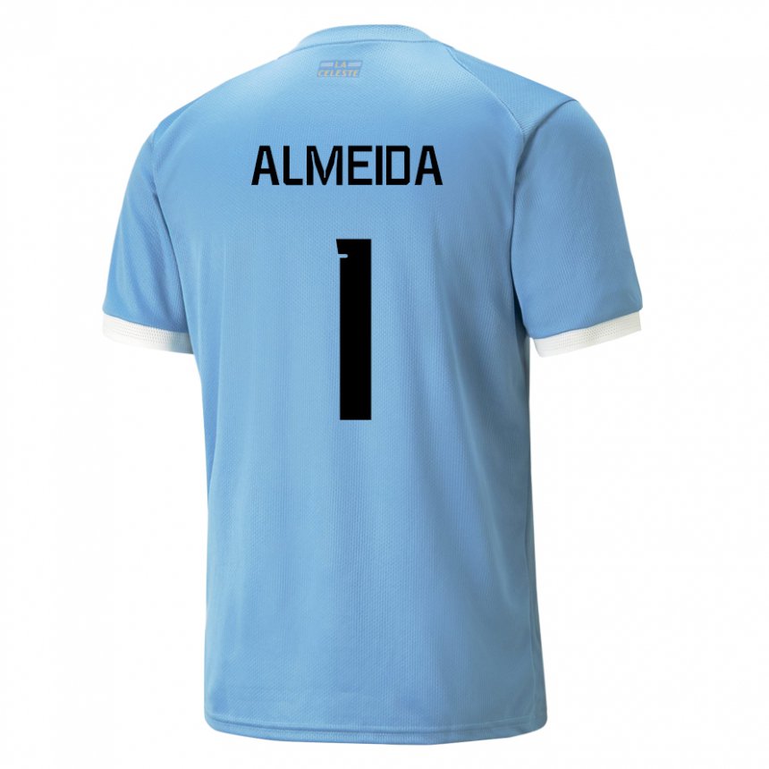 Mujer Camiseta Uruguay Martin Almeida #1 Azul 1ª Equipación 22-24 La Camisa México