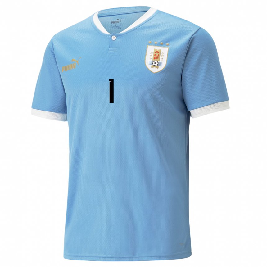 Mujer Camiseta Uruguay Martin Almeida #1 Azul 1ª Equipación 22-24 La Camisa México