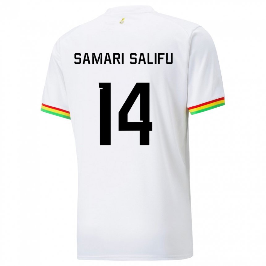 Mujer Camiseta Ghana Abass Samari Salifu #14 Blanco 1ª Equipación 22-24 La Camisa México