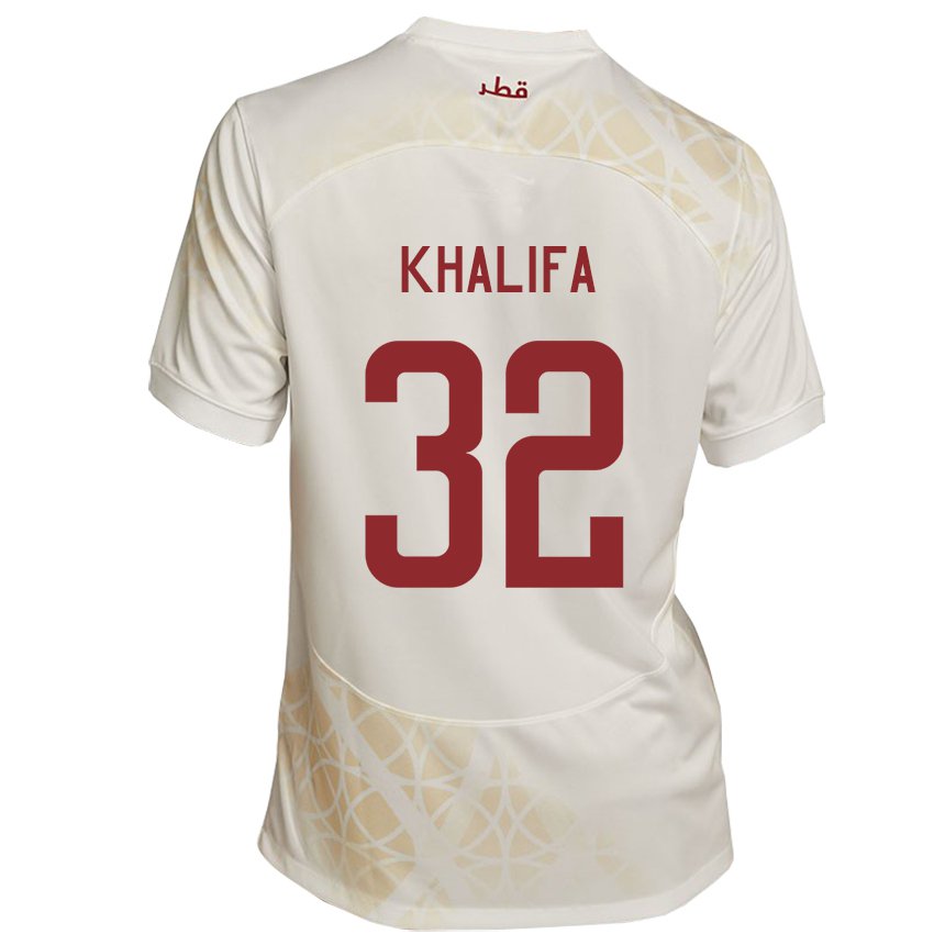 Mujer Camiseta Catar Duana Khalifa #32 Beis Dorado 2ª Equipación 22-24 La Camisa México