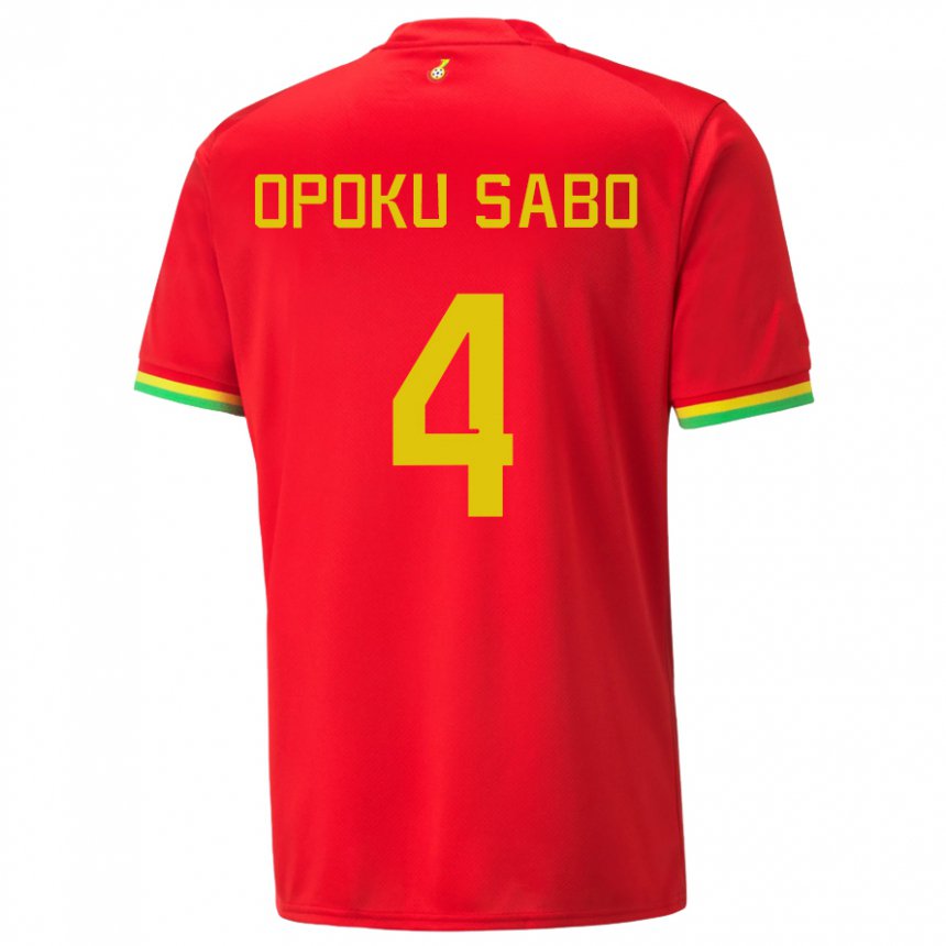 Mujer Camiseta Ghana Alex Opoku Sabo #4 Rojo 2ª Equipación 22-24 La Camisa México