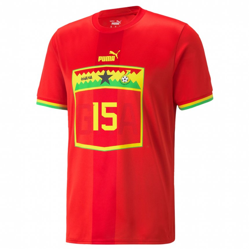 Mujer Camiseta Ghana Jonas Adjei Adjetey #15 Rojo 2ª Equipación 22-24 La Camisa México