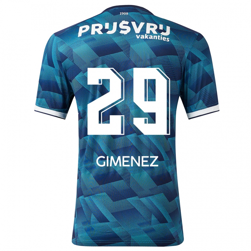 Hombre Camiseta Santiago Gimenez #29 Azul 2ª Equipación 2023/24 La Camisa México