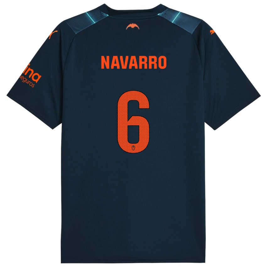 Hombre Camiseta Javi Navarro #6 Azul Marino 2ª Equipación 2023/24 La Camisa México