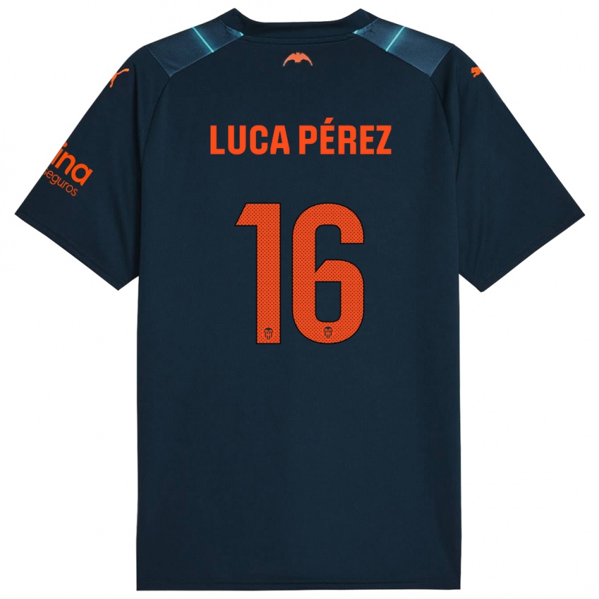 Hombre Camiseta Simón Luca Pérez #16 Azul Marino 2ª Equipación 2023/24 La Camisa México