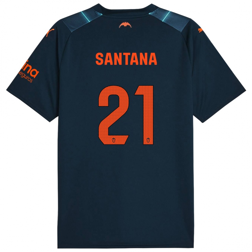 Hombre Camiseta Ismael Santana #21 Azul Marino 2ª Equipación 2023/24 La Camisa México