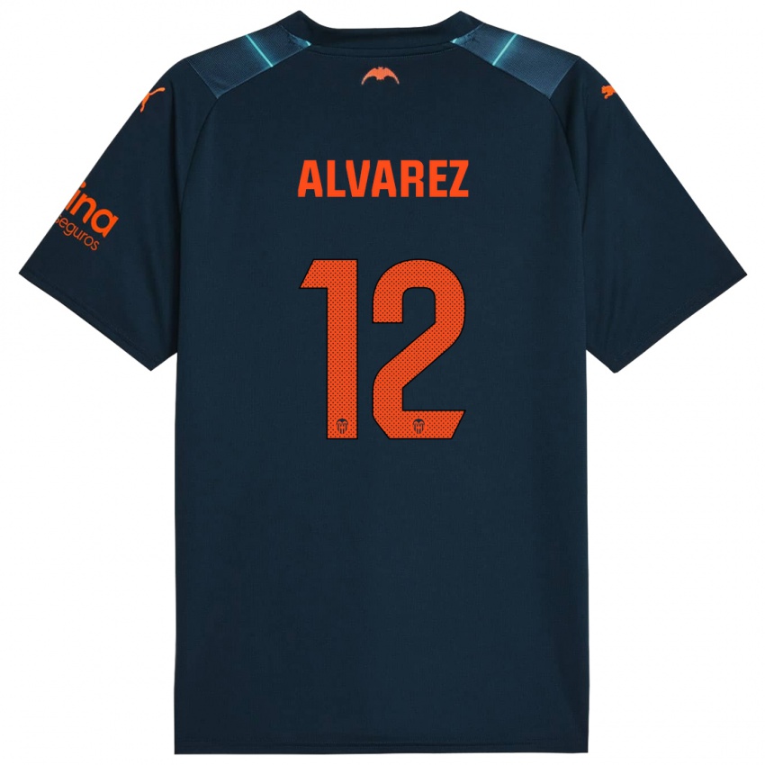 Hombre Camiseta Sofia Alvarez #12 Azul Marino 2ª Equipación 2023/24 La Camisa México