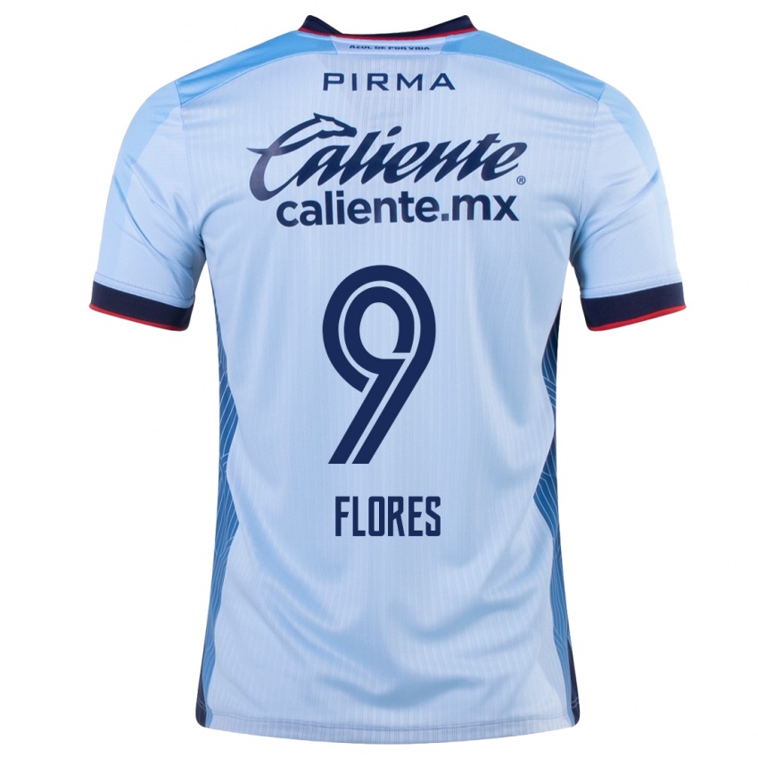 Hombre Camiseta Daniela Flores #9 Cielo Azul 2ª Equipación 2023/24 La Camisa México
